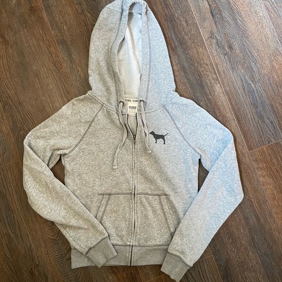 PINK Victoria's Secret Tops - PINK gray zip up hoodie sweatshirt